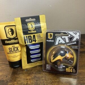 HEADBLADE ATX RAZOR KIT - With HB4 Refill Cartridges & 5oz Headslick Shave Cream